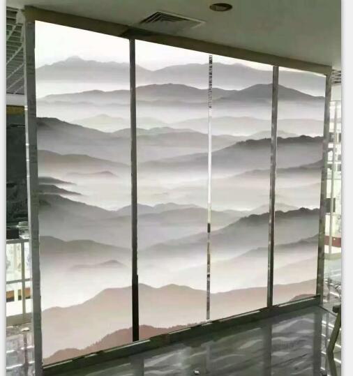 山水畫夾膠玻璃
